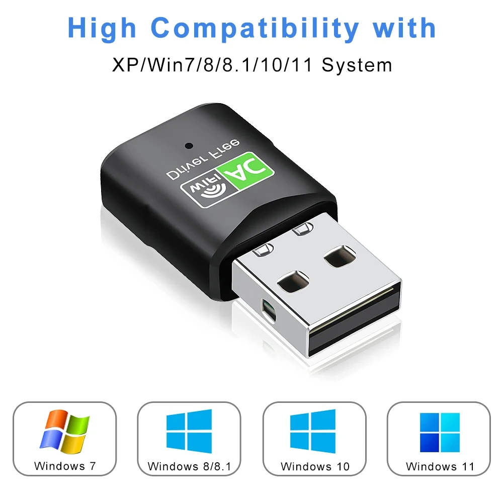 600Mbps USB WiFi Adapter Wireless Network Card 2.4G 5GHz Dual Band USB Dongle USB 3.0 Receiver For Windows 10 11 Driver Free