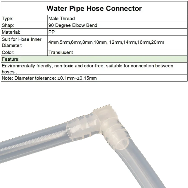 5/20/50P ID 4~20mm L-type Thread 90 Degree Elbow Bend Water Connector Joint Pipe Hose Tube Adapter Fittings Garden Irrigation