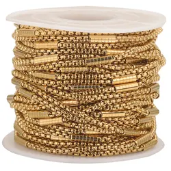 2M Width 2 3mm Stainless Steel Gold Plated Box Tube Cable Chains DIY Necklace Bracelet Jewelry Making Supplies Wholesale Bulk