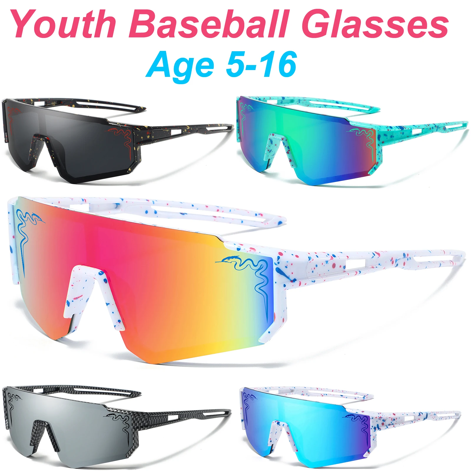 Age 5-16 Youth Boys Girls Baseball Sunglasses UV400 Outdoor Kids Young Men Women Cycling Glasses Mtb Bike Bicycle Sport Eyewear