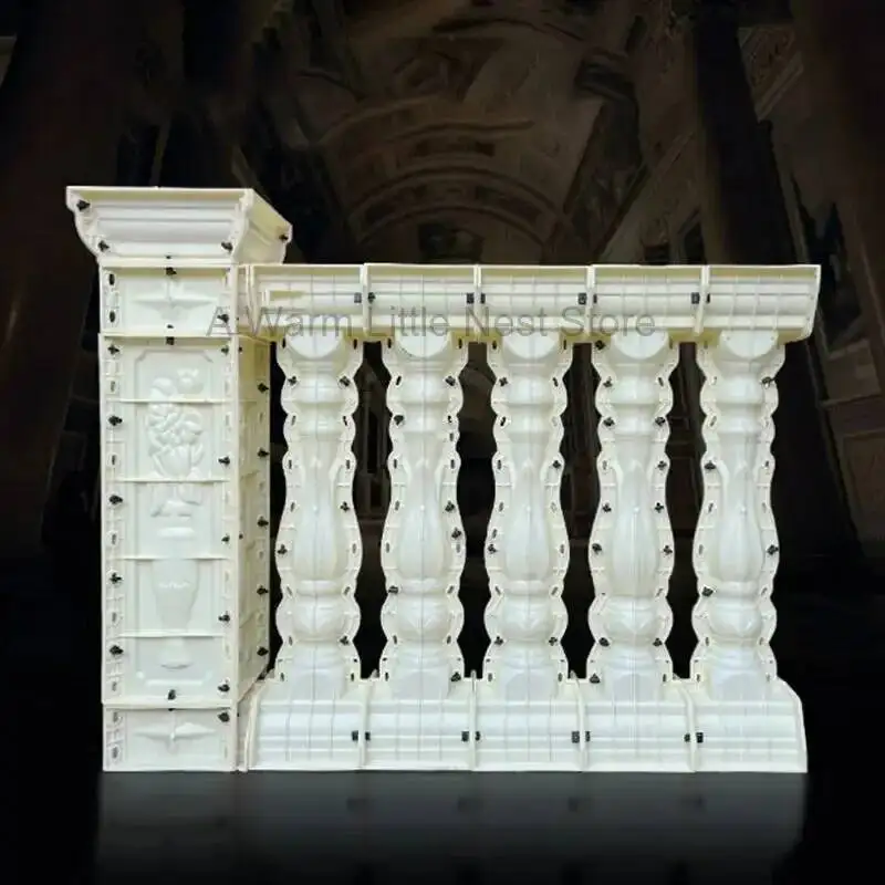 European Villa Fence Handrail Roman Column Molds Home Garden Balcony Guardrail Vase Column Modern Cement Railing Building Mold