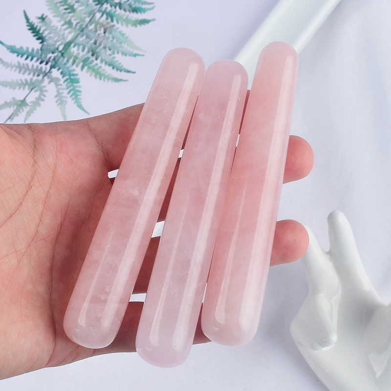 Rose Quartz Yoni Wand Body Massage Wand Natural Stone Crystal Stick Eye Massager Neck Health Skincare Gua Sha Acupuncture Pen