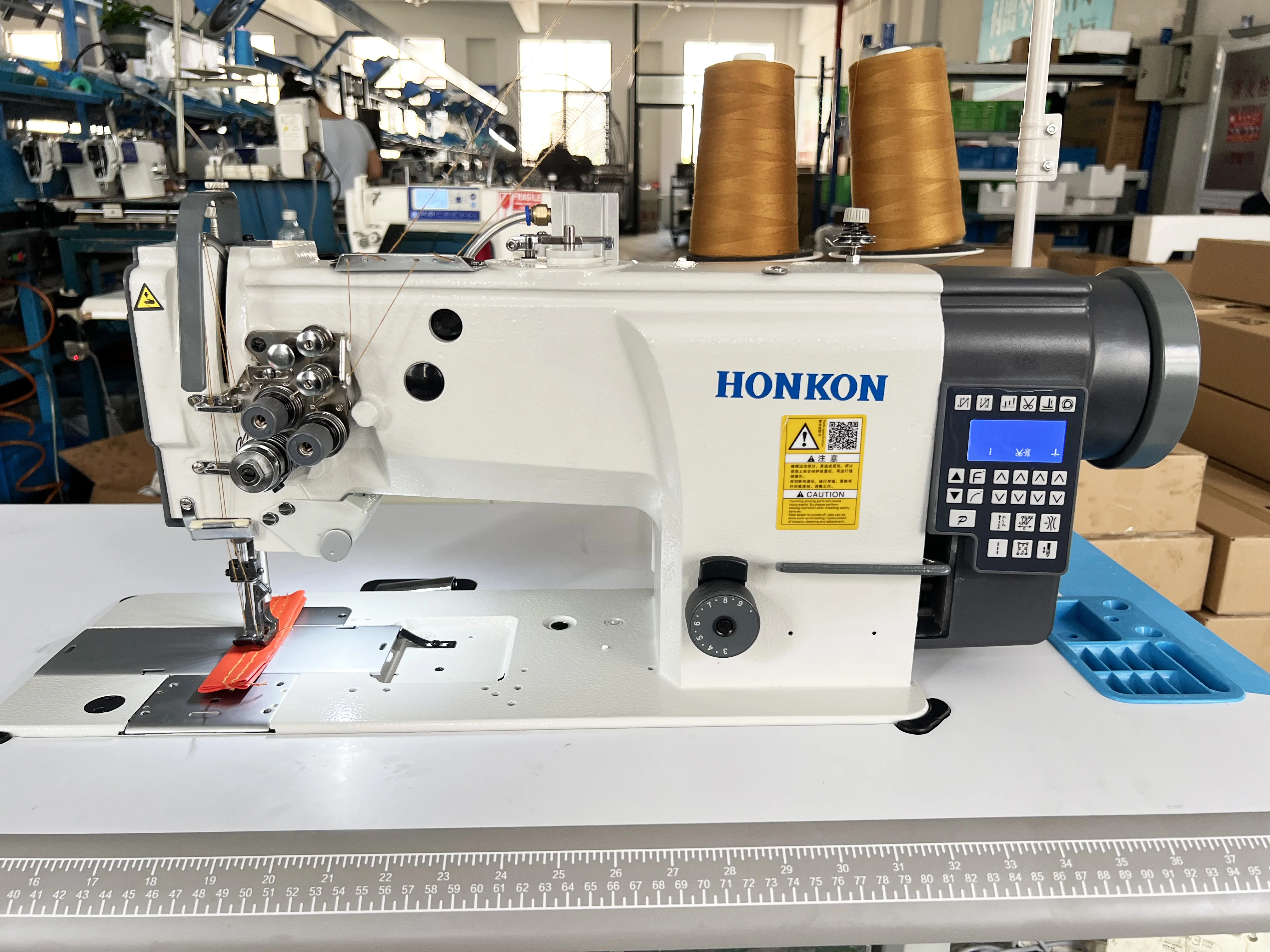 HK-4420-D3 Direct Drive Computer Heavy Duty Double Needle Lockstitch Sewing Machine Double Compound Feeding