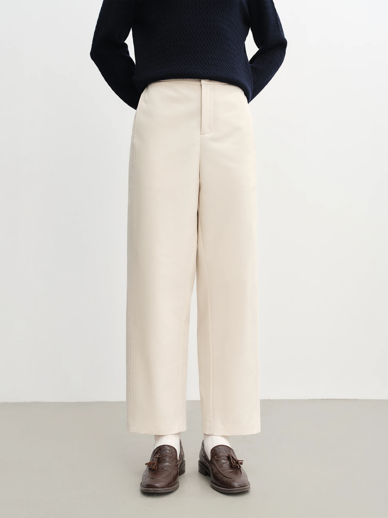 ​ 두슈 2025 여성 하이웨이스트 플레어 밑단 팬츠 - 여름 캐주얼 밴딩 허리밴드 발목 기장 트라우저 데일리룩 ​