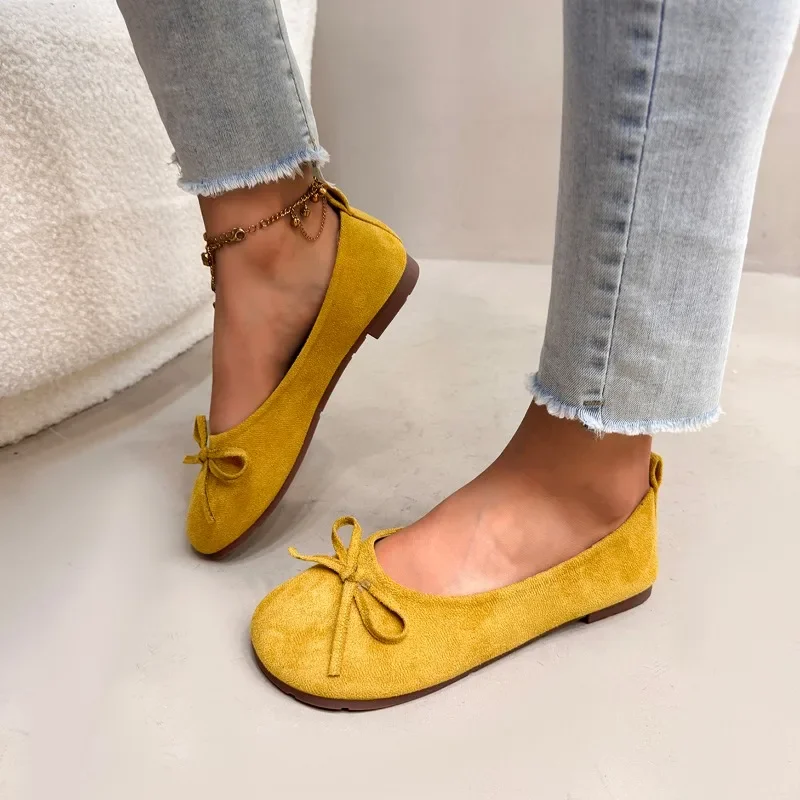 

Женская обувь, новинка лета 2024, женские слипоны на плоской подошве, уличная мягкая подошва с галстуком-бабочкой, повседневная, больших размеров, повседневная, универсальная, удобная