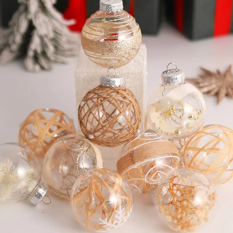 

6cm Transparent Christmas Hanging Painted Ball 6pcs Box Christmas Tree Decoration Pendant PET Ball Ornament Party Supplies