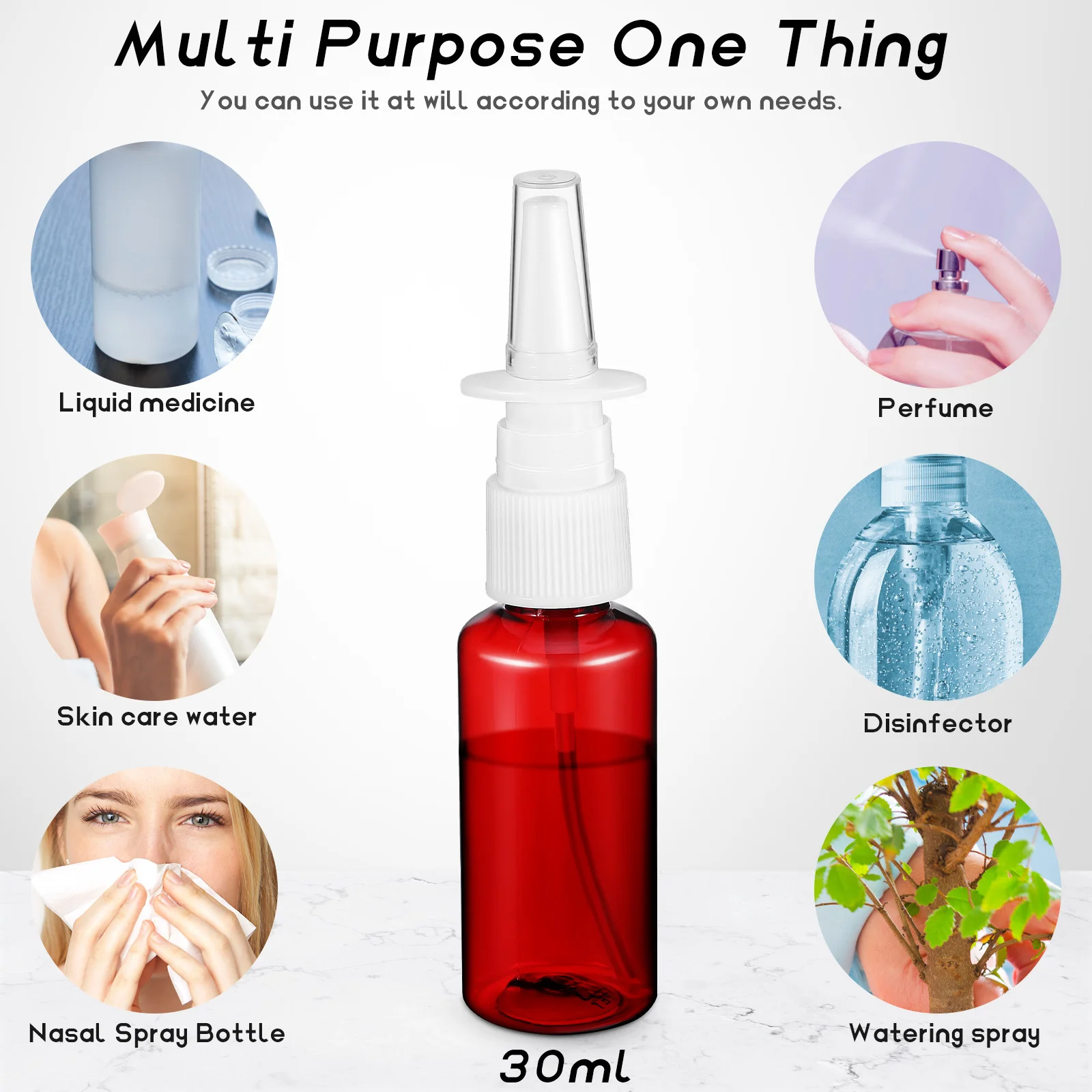 5 pçs garrafas de spray nasal vazio plástico névoa fina spray garrafa compacto 30ml uso viagem recarregável pulverizador nasal garrafa