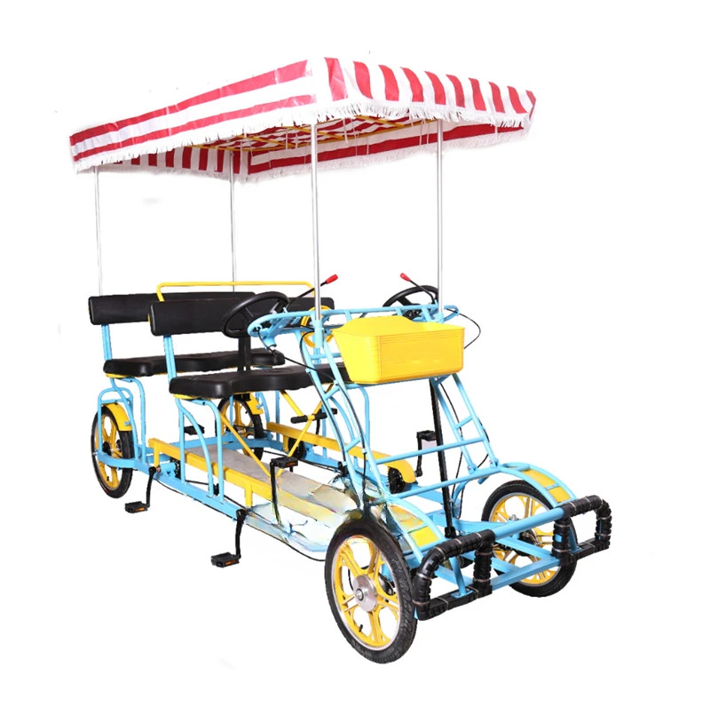 

New Design Double Quad Bike Sightseeing Tandem Bicycle Four People Bicycle Tandem