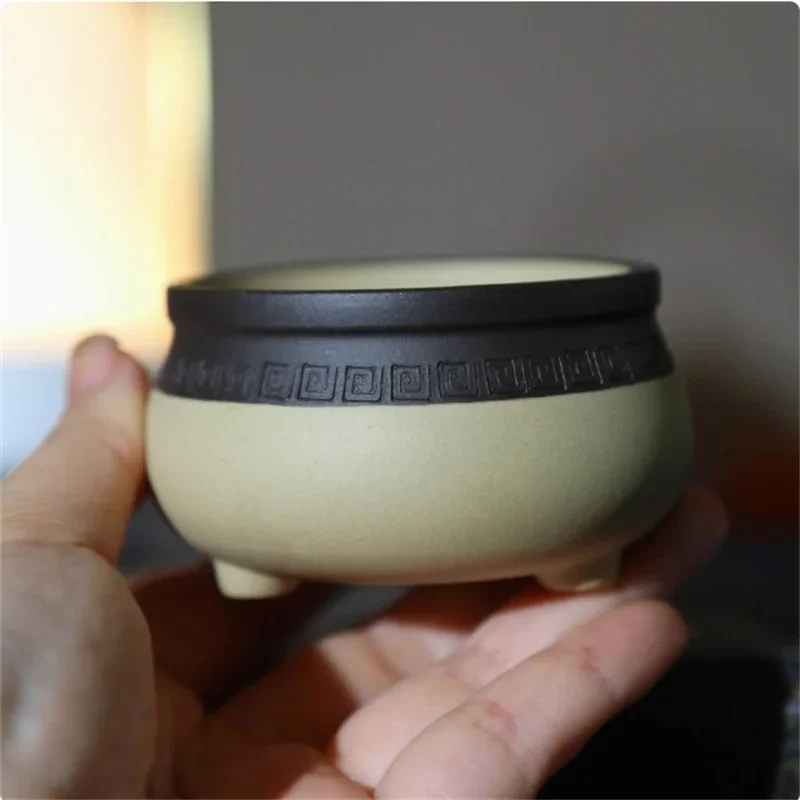 Ceramic Round Bonsai Pot,Moss Small Flower Plant Pot,Home Sill Indoor Decoration