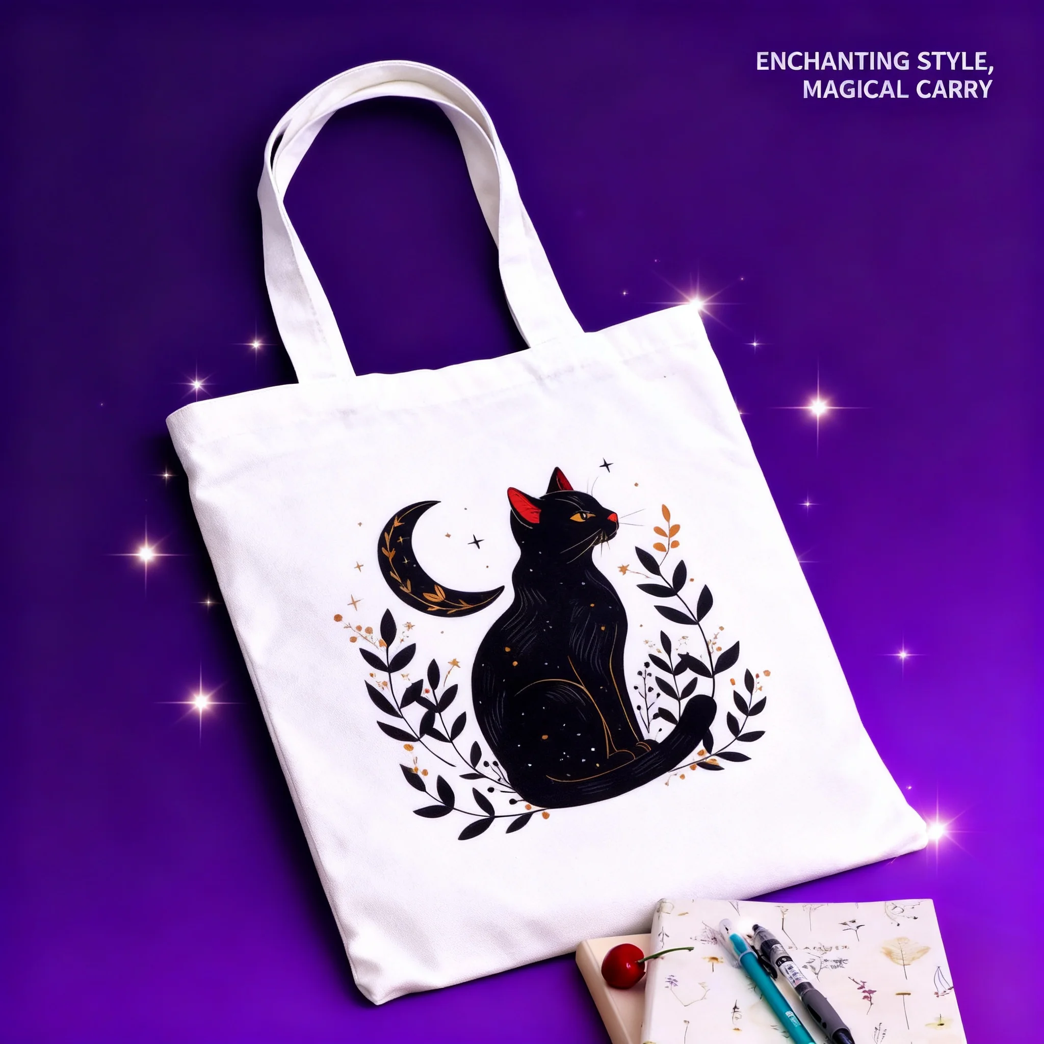 Bolso de compras Moon Black Cat a la moda, bolso de mano para mujer, bolso de hombro plegable informal, bolso de compras de lona, ​​bolso escolar, regalo