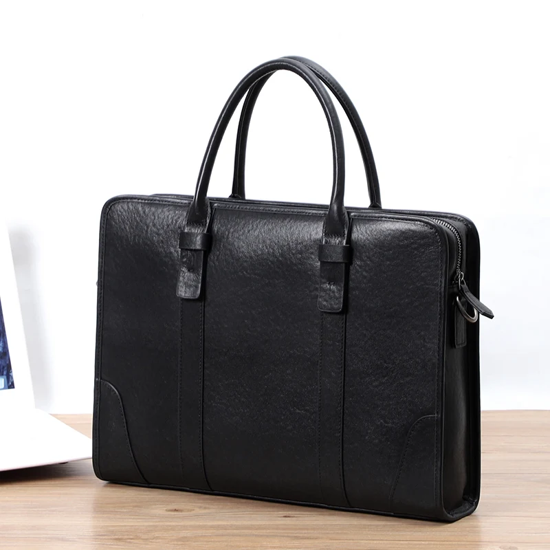 Coffee / Black Men Bag Handbag Genuine Leather Laptop Briefcase Male Shoulder Messenger Bags Large Capacity Men Briefcases