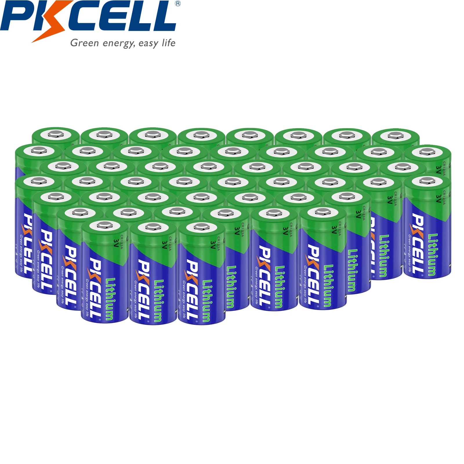 50PC PKCELL CR123A 2/3a CR17335, CR17345 3v Lithium battery  camera,Wireless Door, Alarm, smoke detector, Gas meterBatteries