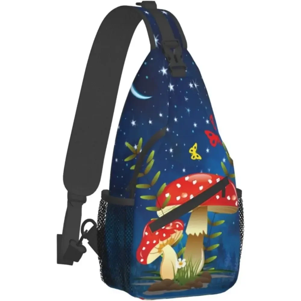 Red Mushroom Sling Bag Travel Crossbody Backpack Chest Hiking Bags Casual Shoulder Daypack Lightweight Outdoor Climbing Runners