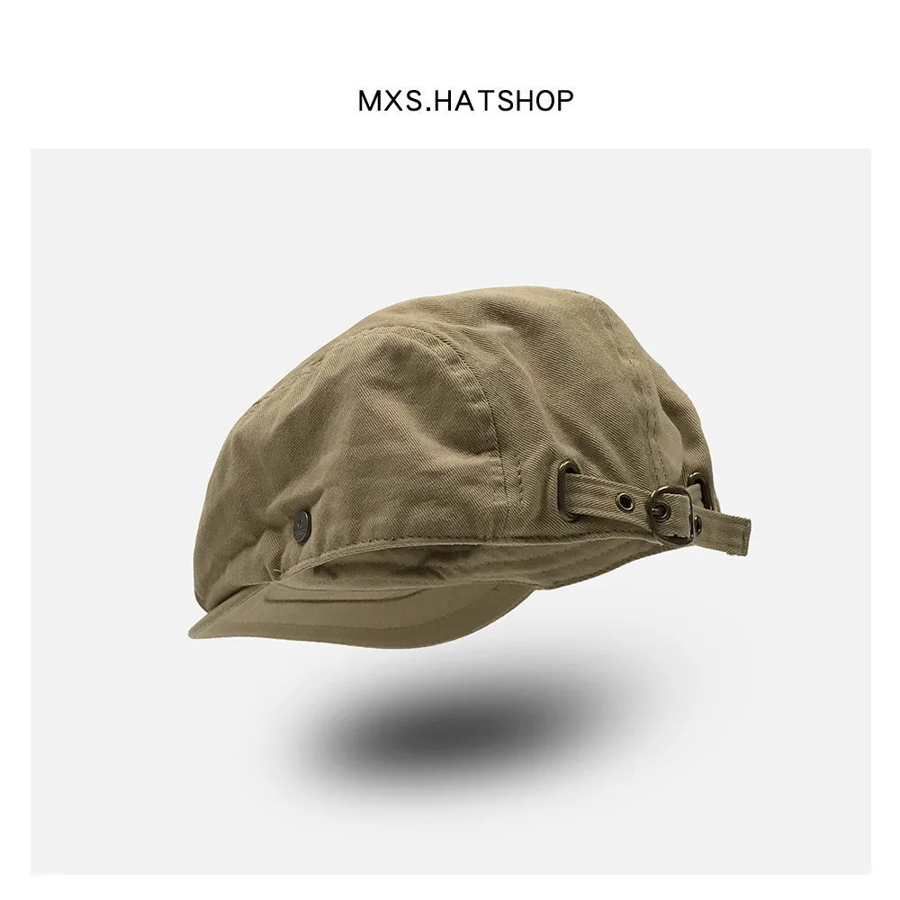 

Retro Khaki Beret Hat Unisex Casual Style Short Brim Cap Trendy Streetwear Accessory for Men And Women