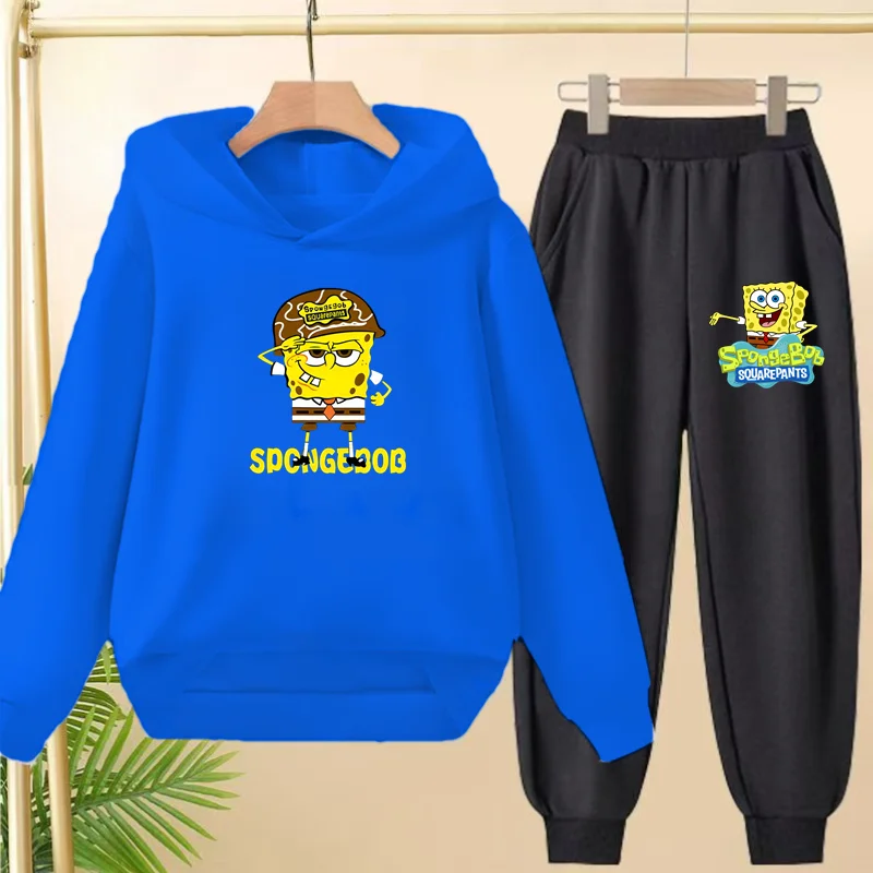 

2 Piece Set 3-12 Age Boy Girl Children Leisure Anime Cartoon Outerwear Hoodie+Trousers Pullover Hooded Autumn Winter Sportswear