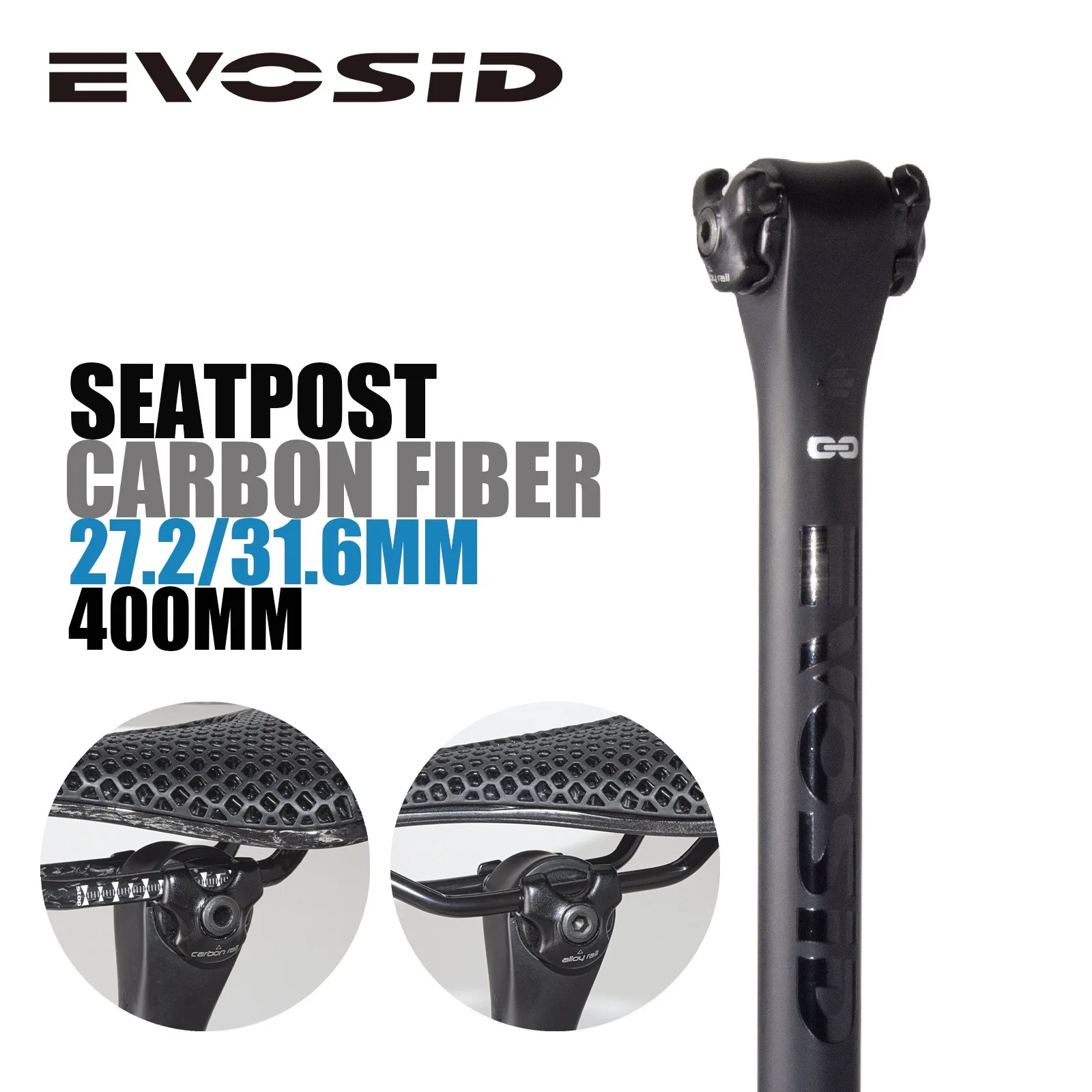 

​ Подседельный штырь EVOSID MTB 27,2/31,6x400 мм, сверхлегкое высокопрочное углеродное волокно, двойной диаметр для трейл/эндуро/путешественного велосипеда ​