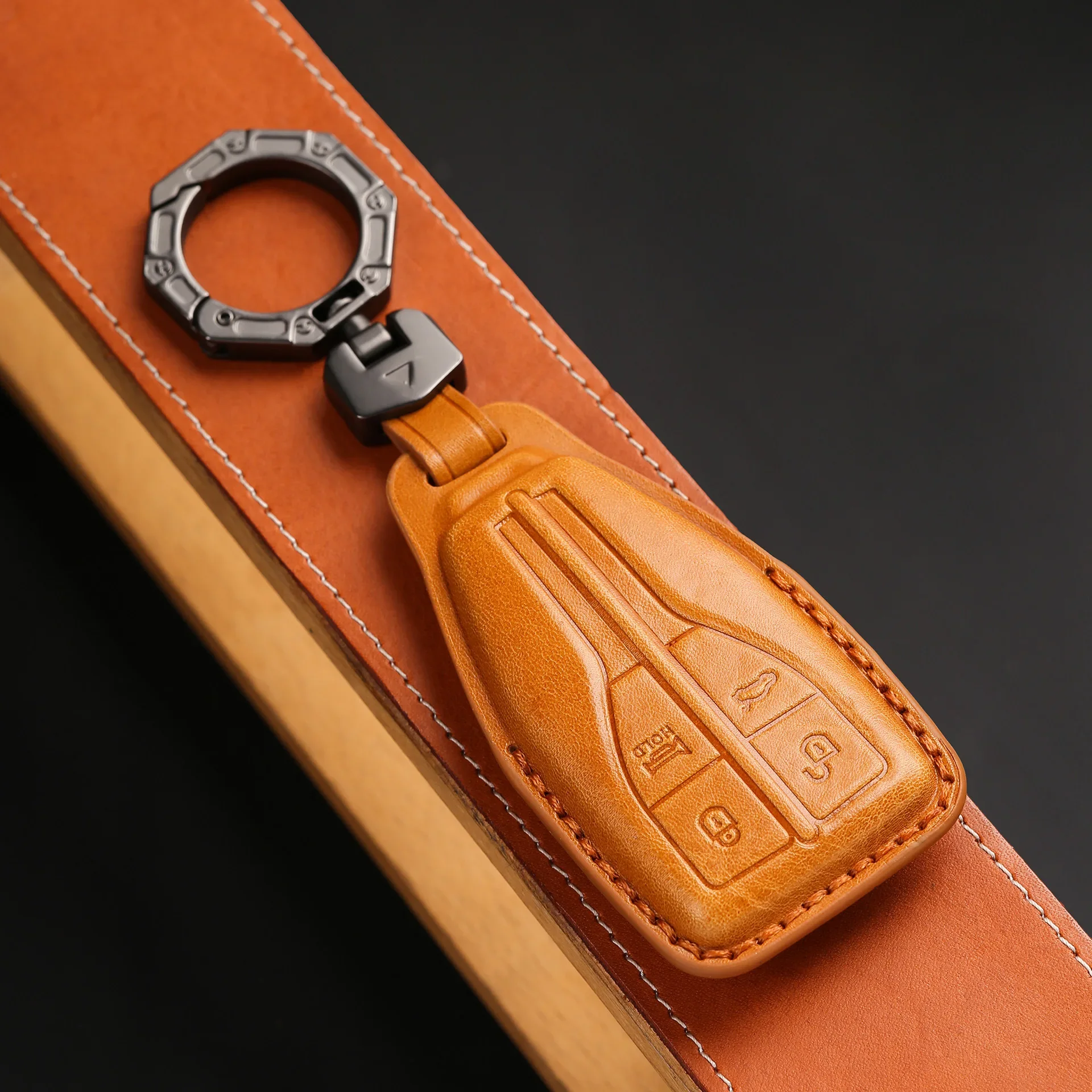 

1pc 4 Button Luxury Smart Car Key Cover Case Keyring Holder Shell For Hongqi H5 H7 H9 HS5 Hs7 HS9 Genuine Leather Keychain Bag