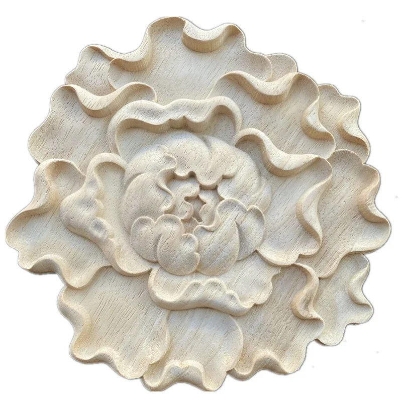 21cm Wood Onlays Appliques Home Decoration Bedroom Wood Capitals Furniture Appliques Wood Decal Floral Vintage Home Decor Items