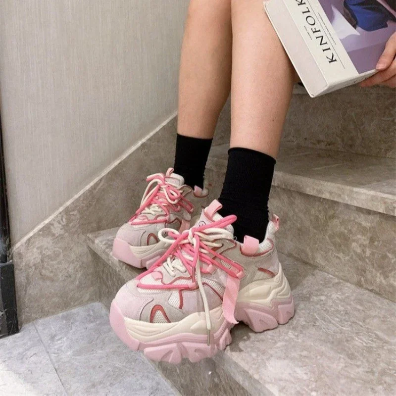 Damskie buty sportowe 2023 wiosna jesień moda na co dzień damskie trampki damskie designerskie różowe Zapatos De Mujer
