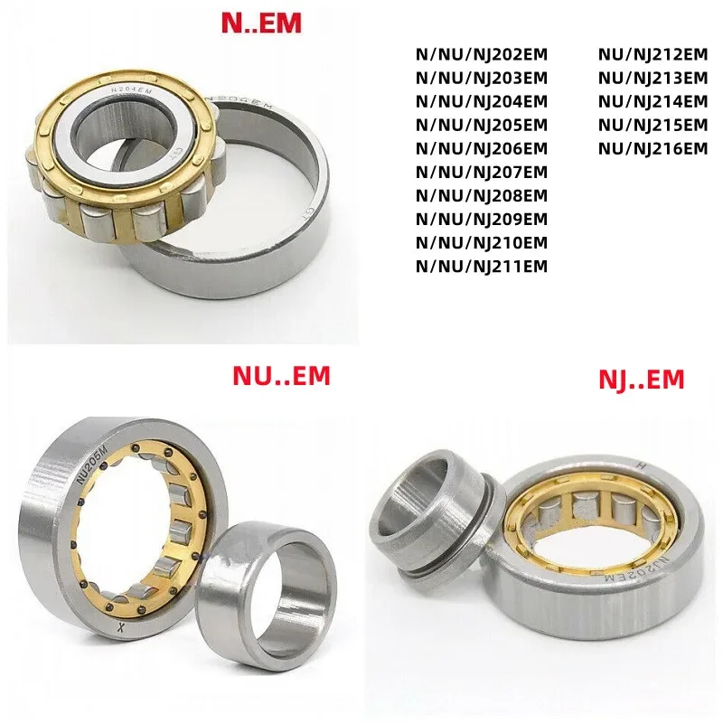 Cylindrical Roller Bearing N/NU/NJ202 203 204 205 206 207 208 209 210 211 212 213 214 215 216EM Brass Cage/Steel Cage Bearing