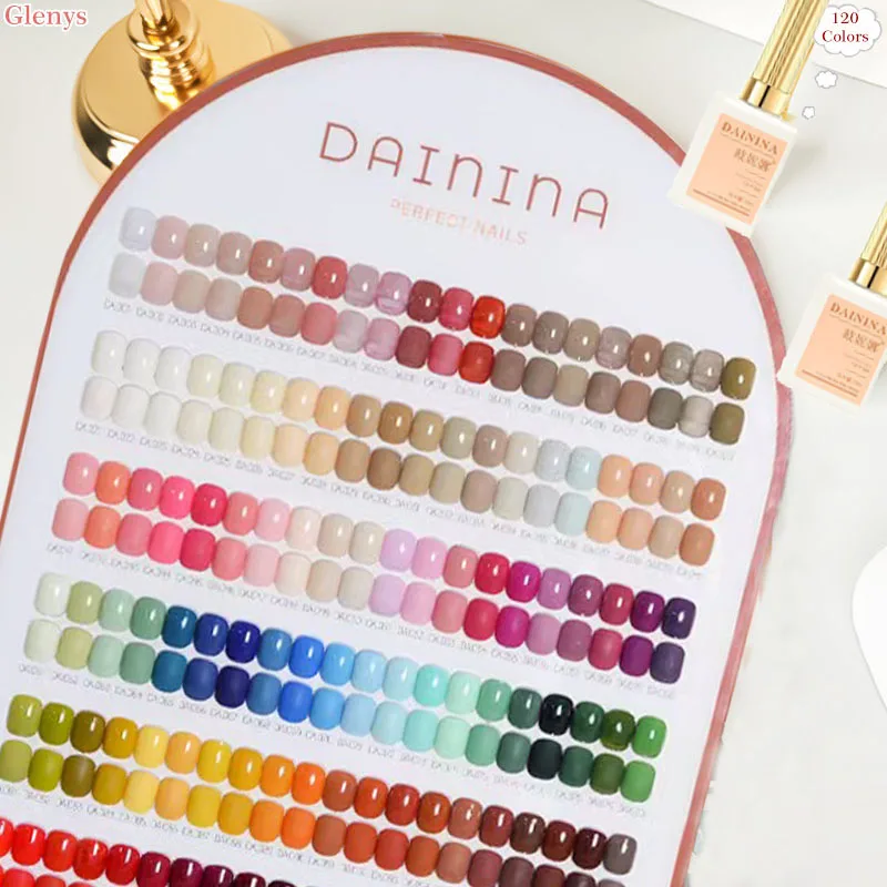Glenys 120 قطعة * 15 مللي طلاء أظافر جل صافي أحمر شعبي متقدم غمر هلام بطاقة ألوان UV LED صالون أظافر طقم ورنيش فني