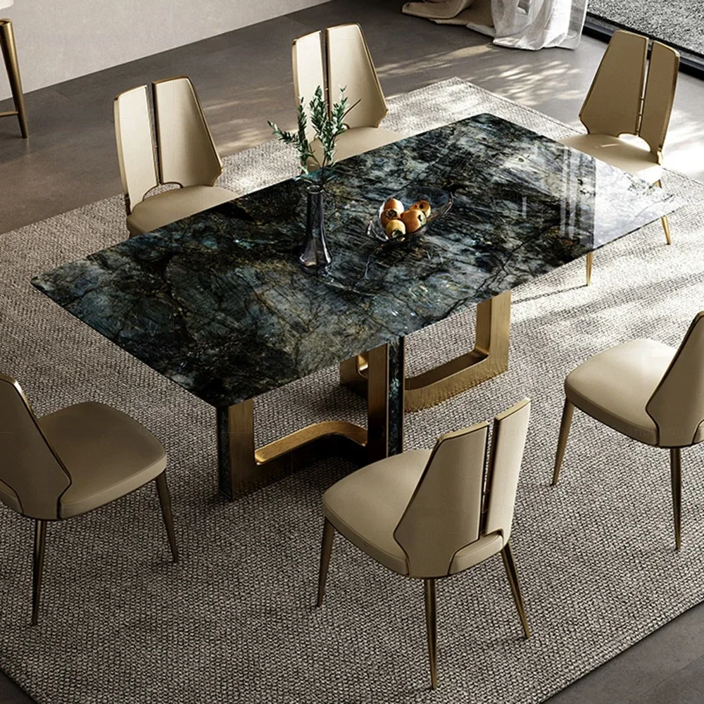 Marble Dining Table Gold Legs Brushed Dining Table Stainless Steel Dining Room Furniture