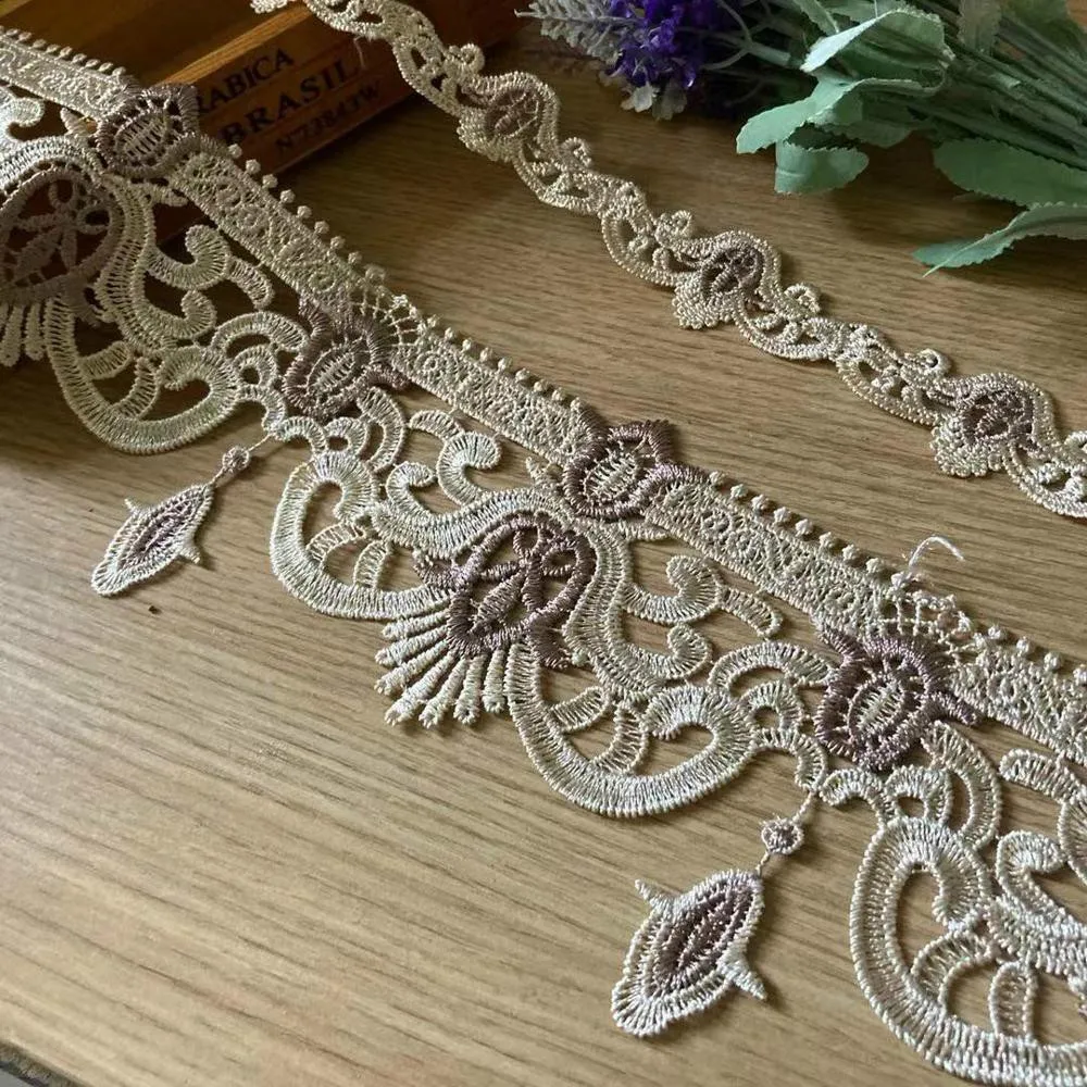 2 yards Lace Trim Ribbon for Home Textiles Curtains Sofa Covers Cushions Embroidered Tape Trimmings Polyester Sewing Lace Fabric