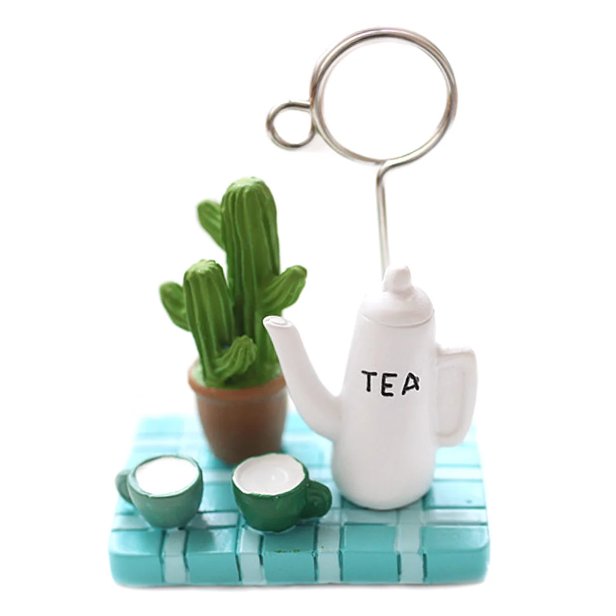 

Succulent Plants Teapot Photo Holder Microlandschaft Memo Clip Desktop Note Clip Stand Decorative Office Table Organizer