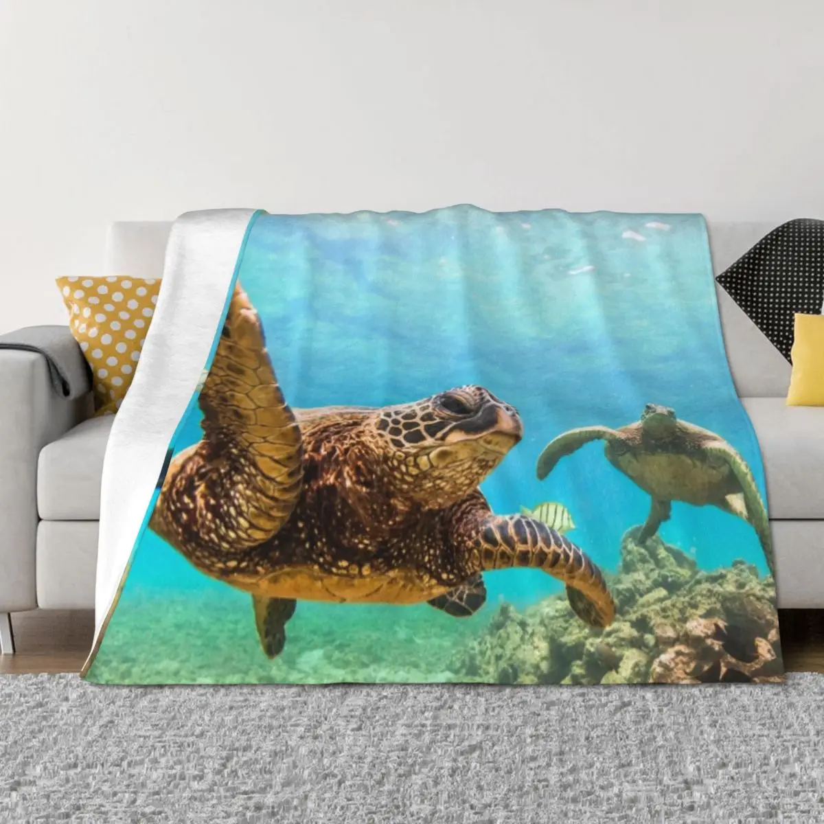

Blue ocean sea turtle - summer sea swimming turtle Throw Blanket Decoratives Designers blankets ands Blankets