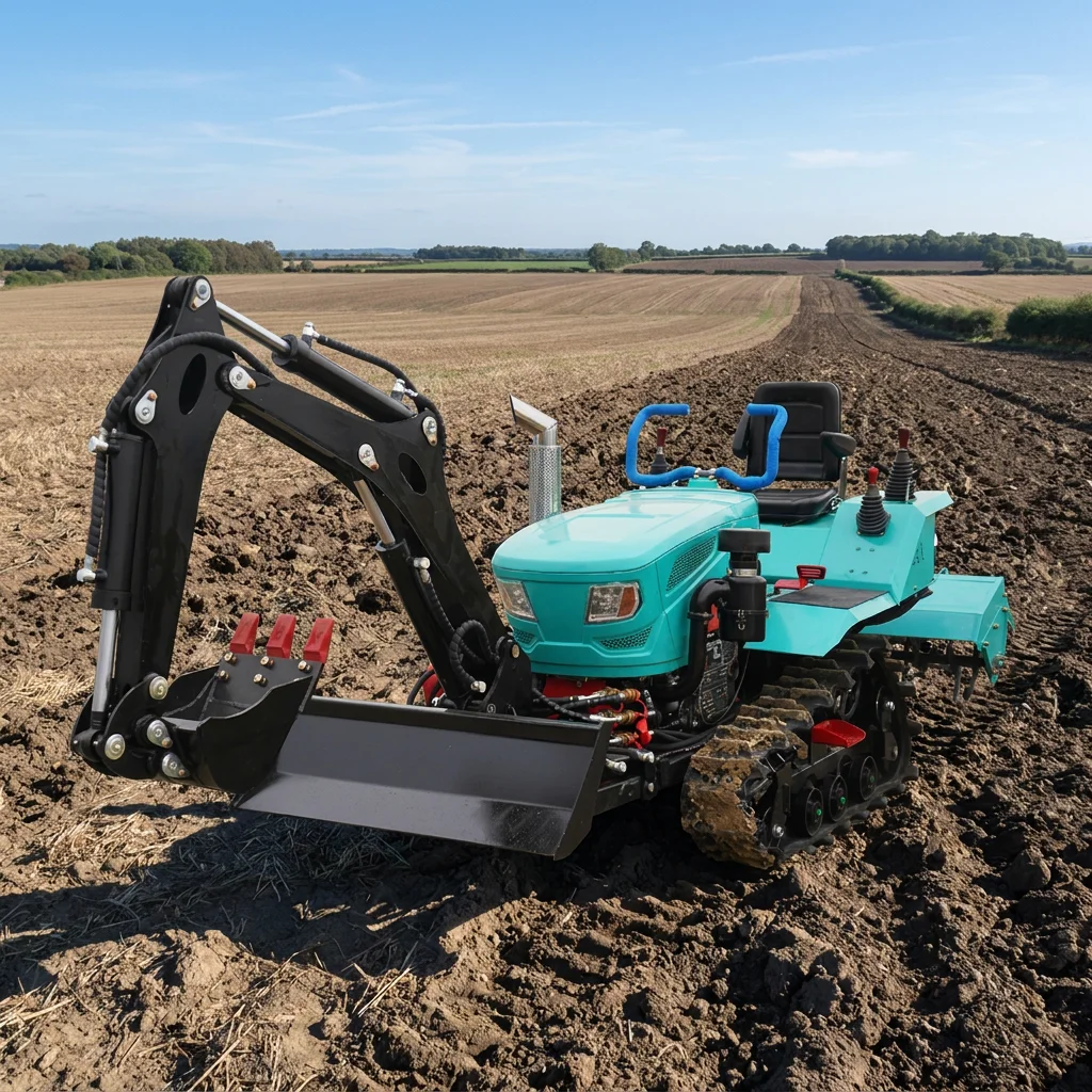 Factory Supply Rubber Track Crawler Traktor Rotary Tiller Excavator Bucket Mini Crawler Compact Tractor