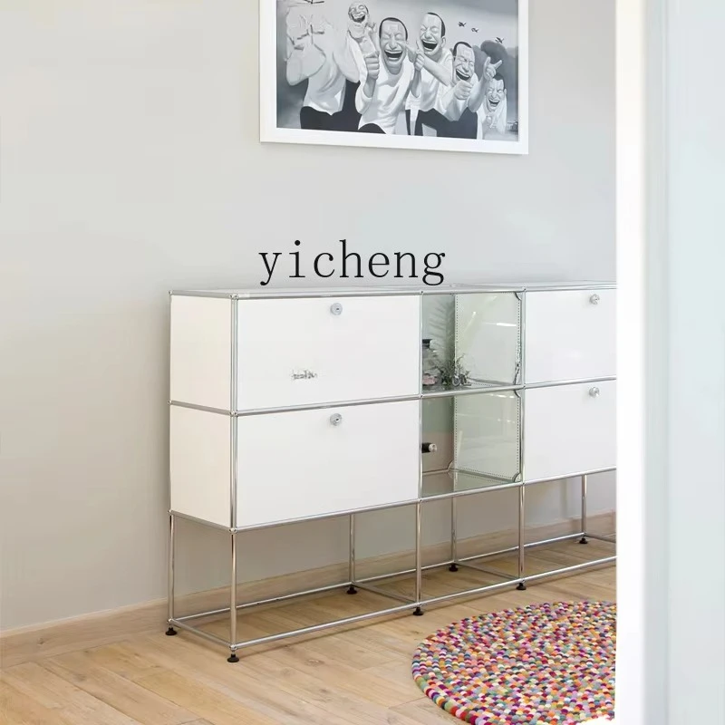 b7+ Nordic medieval cream wind small apartment display cabinet stainless steel module furniture decorative cabinet
