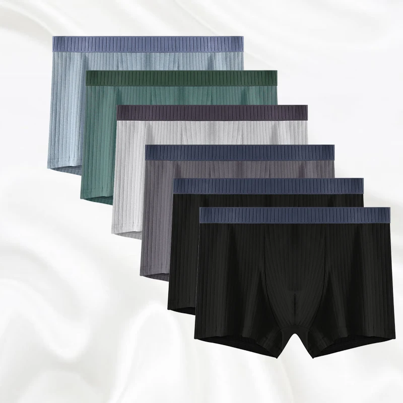 

6PCS/Lot Men Underwear Cotton Boxers Briefs Fashion Thermal For Man Breath Sexy Panties Soft Character Stripe Panties