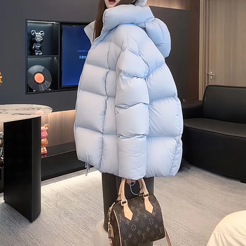 UMI MAO Highly Fluffy Cloud-like Mid-length Hooded Down Jacket Women 2026 Winter Fashion Thickened Petite-sized Puffer Jacket