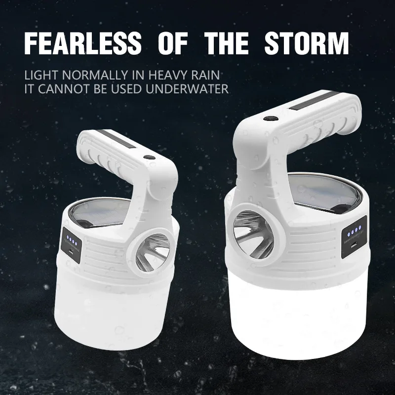 Solar Charging LED Bulb Light Night Market Street Stall Lamp Outdoor Camping Emergency USB Rechargeable Portable Waterproof