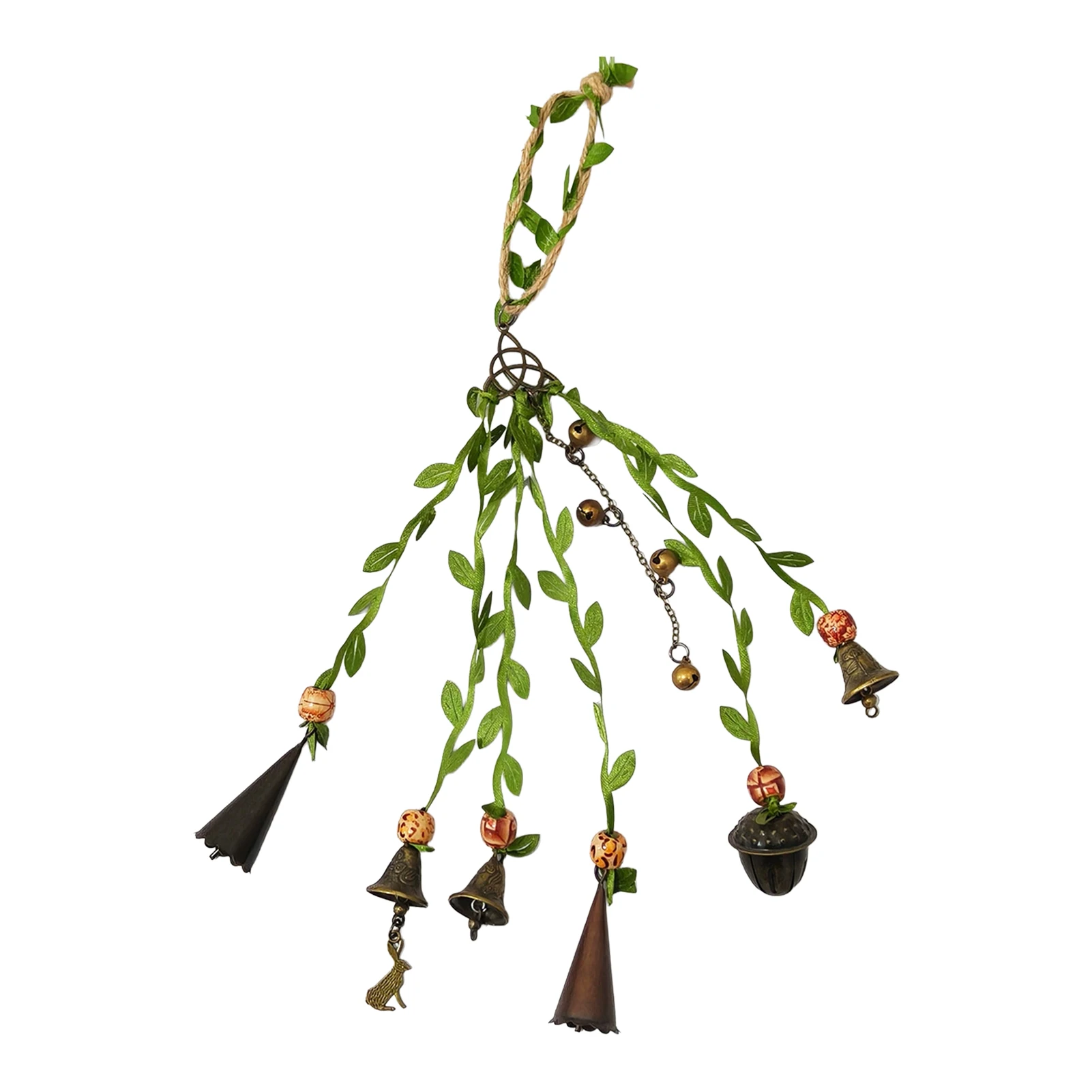 Vintage Artificial Green Leaf Acorn Bell Door Handle Hanger Decor for Home