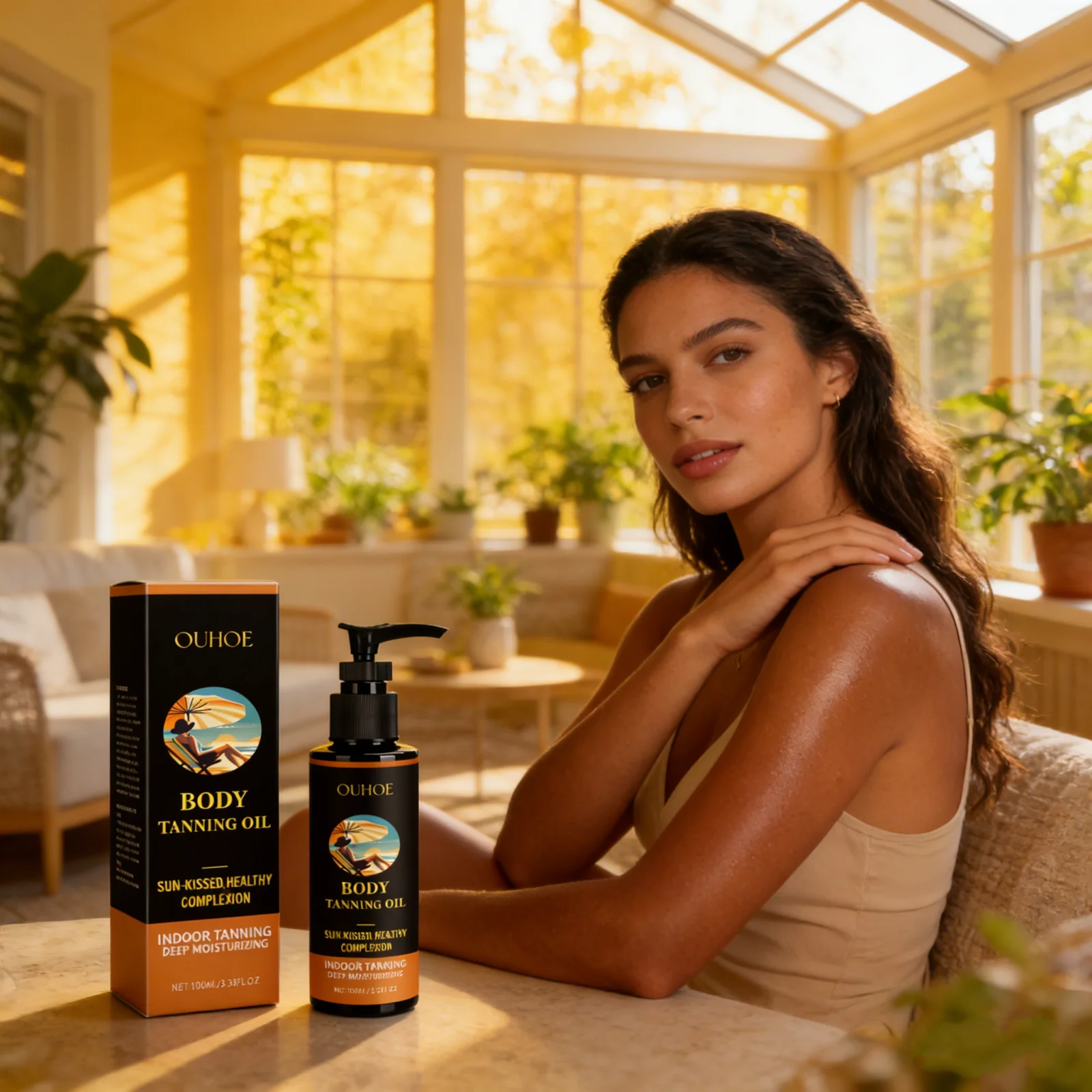 Body Tanning Oil Natural Sunless Tanner Bronzing Enhancer Last Moisturizing Uniform Skin Color Moisturizing Body Bronzing Drop