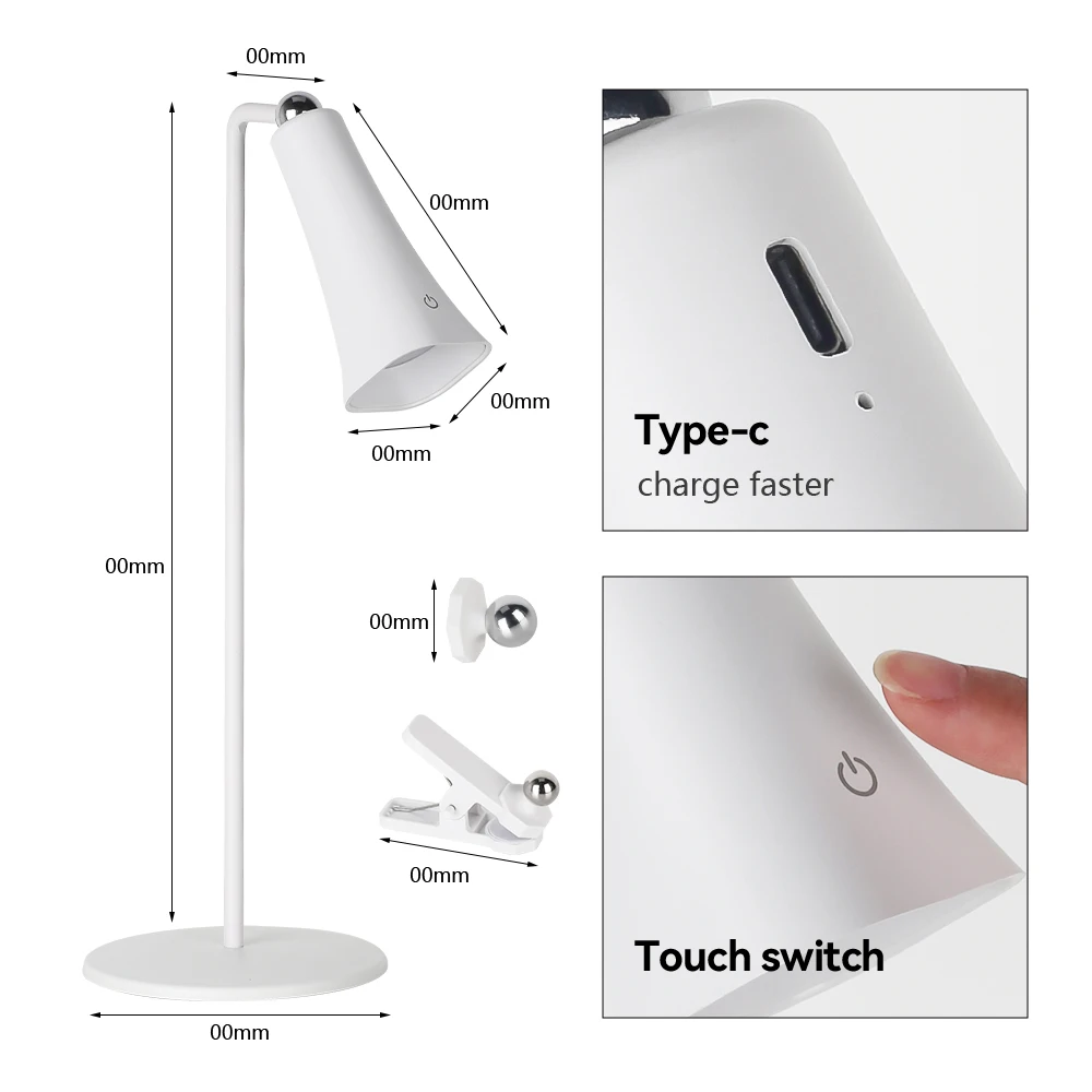 Imagem -06 - Luckyled-multifunções Led Desk Lamp Tipo-c Recarregável 4000k Lâmpada de Leitura em Portátil Luz de Cabeceira sem Fio