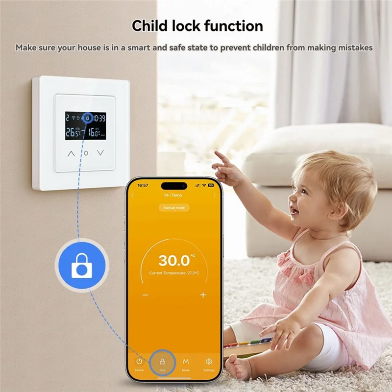 

【A42U】Умный термостат Wi-Fi Tuya с цифровым ЖК-дисплеем, контроль температуры в помещении для дома
