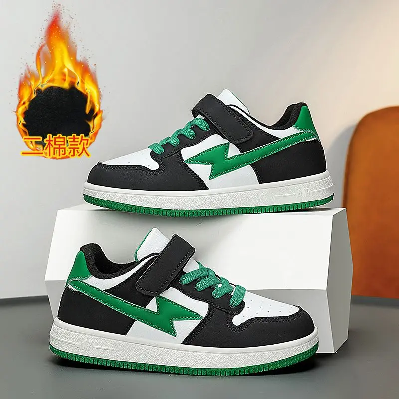 

2026 new girls' and boys' fashionable casual sports shoes, wear-resistant and non slip shoes, thin velvet soft and warm