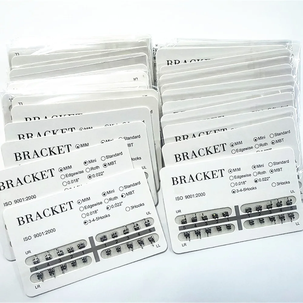 50 Paquetes de Brackets Falsos, Brackets de Ortodoncia, Brackets de Odontología para Dientes, Mini Bracket MBT/Roth 022 Slot 345 Hooks