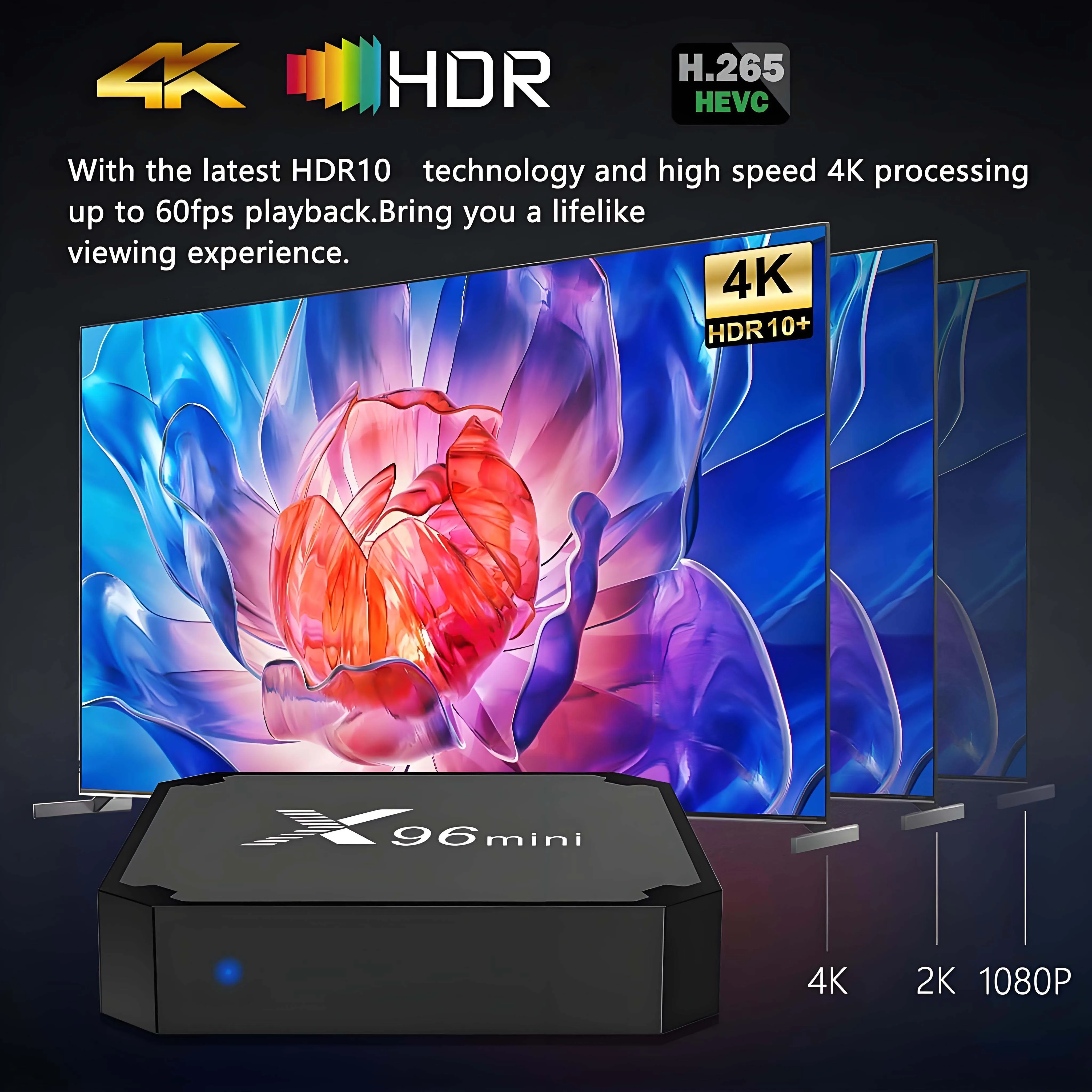 X96 Mini Smart TV BOX Android Allwinner H313 Quad Core A35 Support Google 4K 30 Fps HDR WiFi 2.4GHz 1GB RAM 8GB Rom Media Player