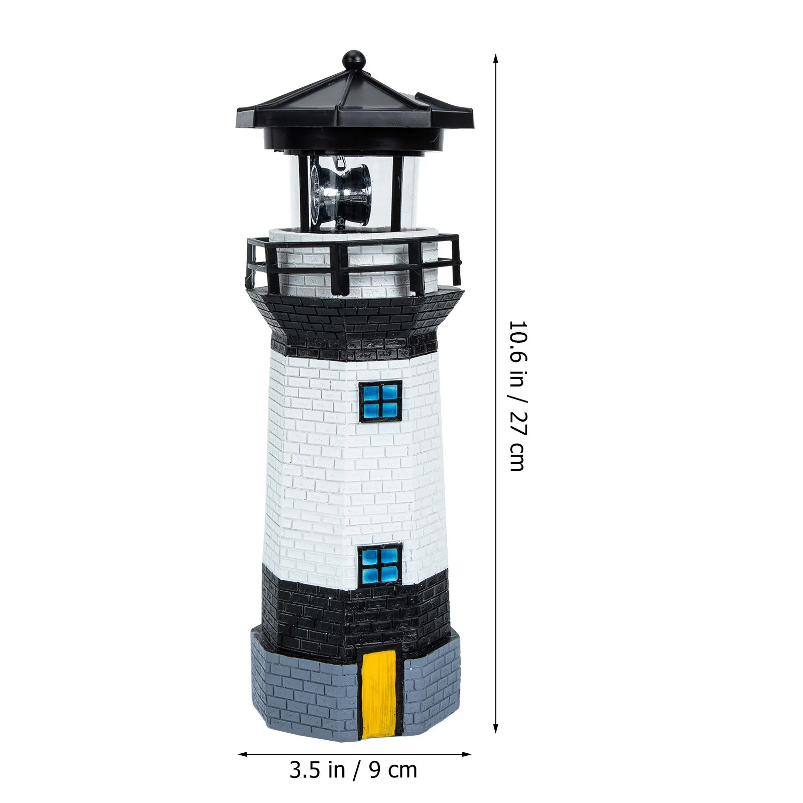 Solar Garden Lighthouse Outdoor Decorative Resin Lamp with Rotating LED Light Auto on At Dusk Waterproof for Lawn Balcony