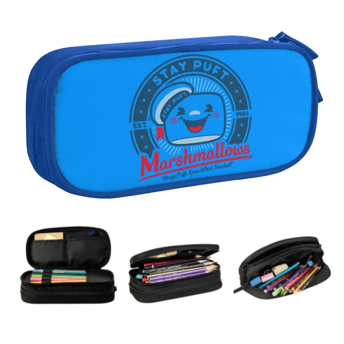 Custom Stay Puft Marshmallows Ghostbusters School Pencil Case Boy Girl Big Capacity Pencil Box Students Stationery