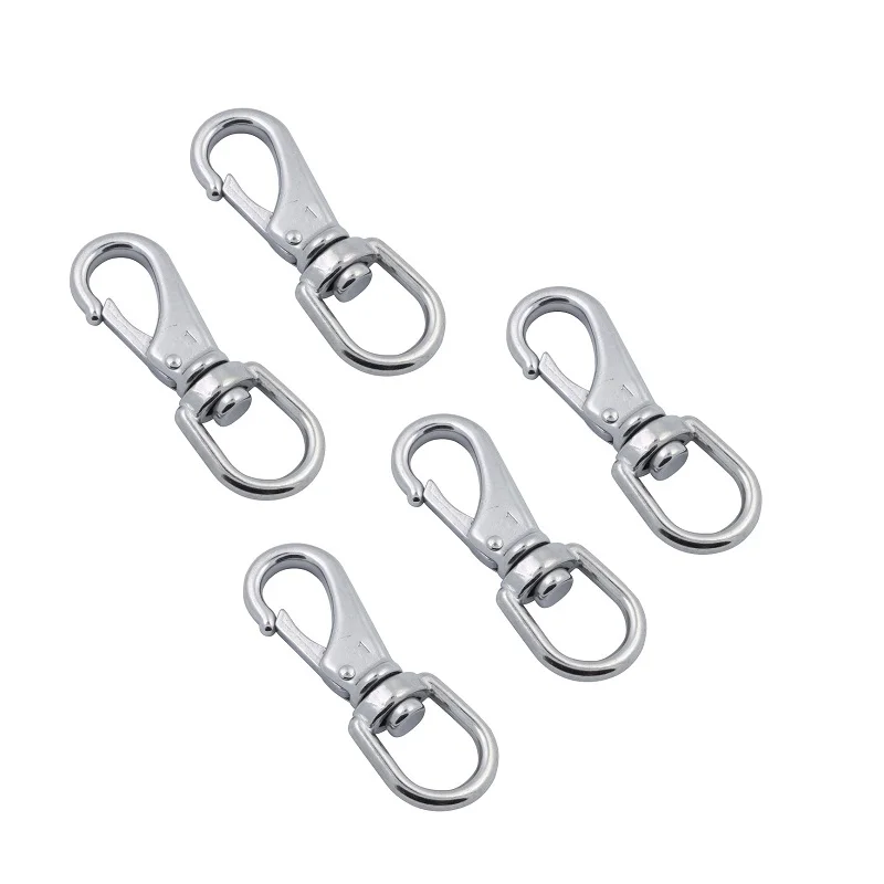 5PCS Boat Marine Hardware Stainless Steel Sliver Swivel Eye Bolt Snap Sping Hooks Clips For Scuba Diving Pet Chains