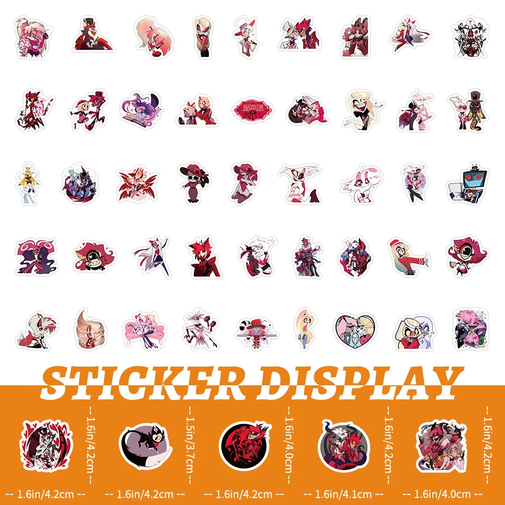 10/30/50/100pcs Hazbin Hotel Cartoon Stickers Anime Helluva Boss Decals Toy DIY Laptop Skateboard Car Cool Graffiti Sticker Pack