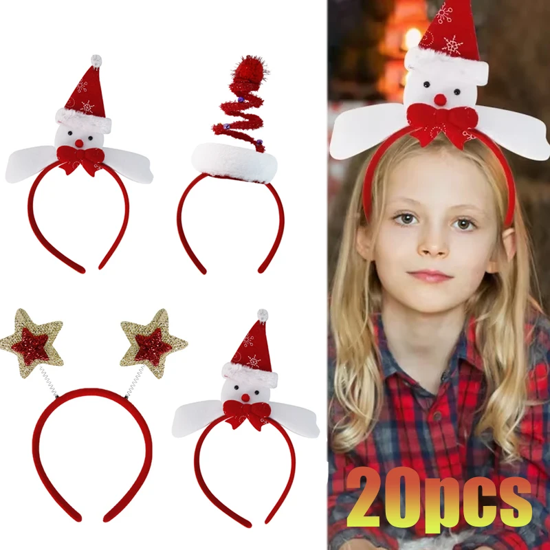 1-20PCS 2025 New Christmas Hair Bands Festive Party Decoration Adult children photo props Christmas hat snowman headband