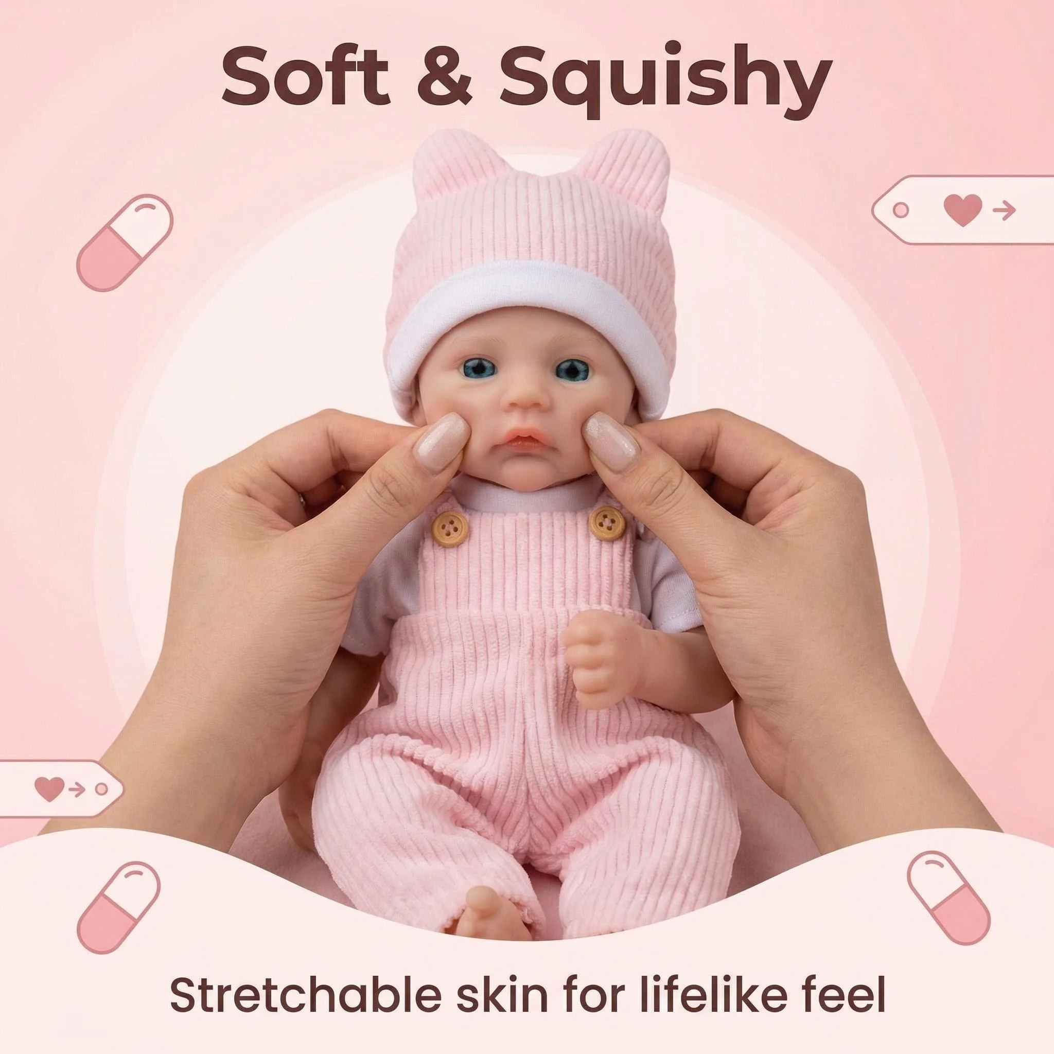 NPK 12inch Meadow Super Soft Solid Platinum Silicone Flexible Elastic Lifelike Soft Touch Collectible Mini Baby Doll