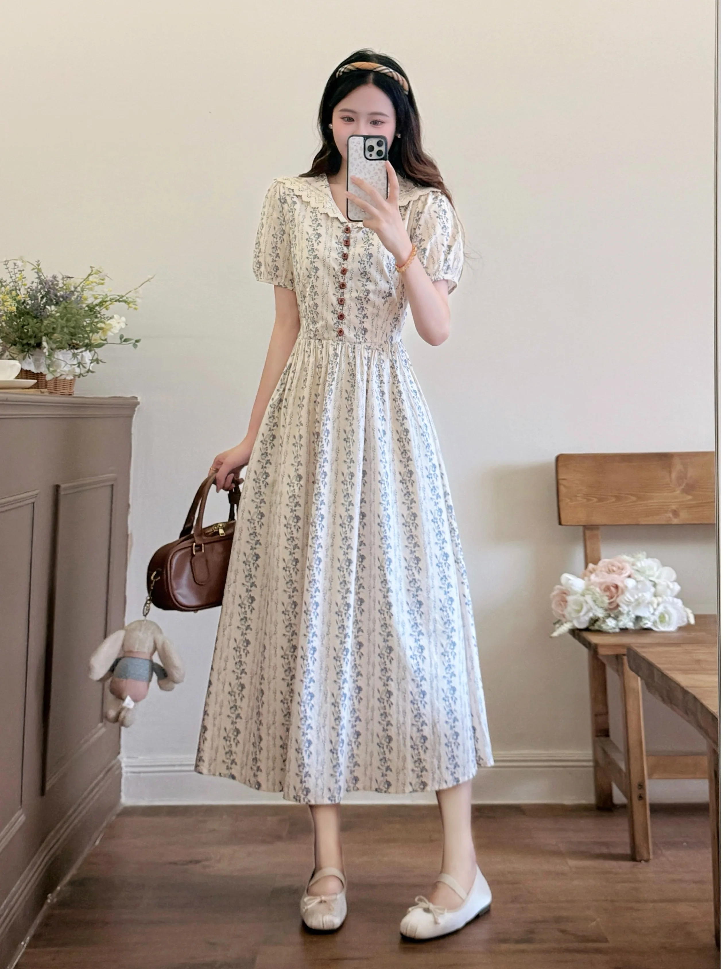 

Summer New plus Size Floral Print Dress Casual A-Line Style Vacation Wear Women's Fashion Meat Concealing Slimming Dress