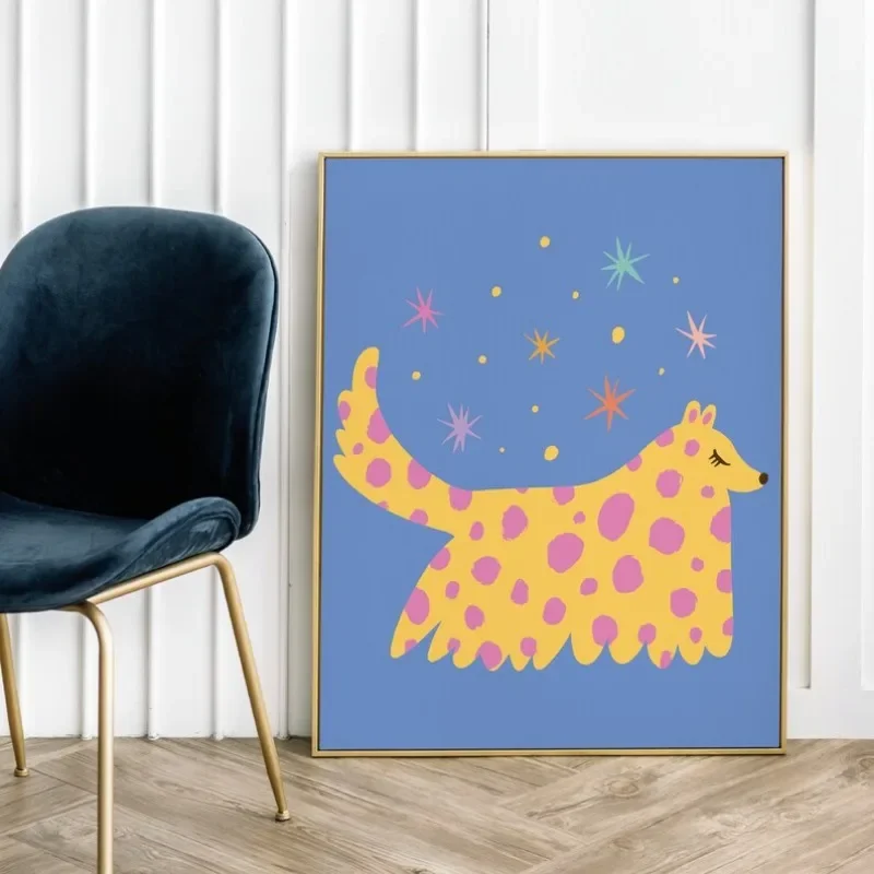 1pc frameless Canvas Painting Modern Abstract Animals Poster Cute Cat Dog Colorful Animal Canvas Painting Wall Art Picture Nurse
