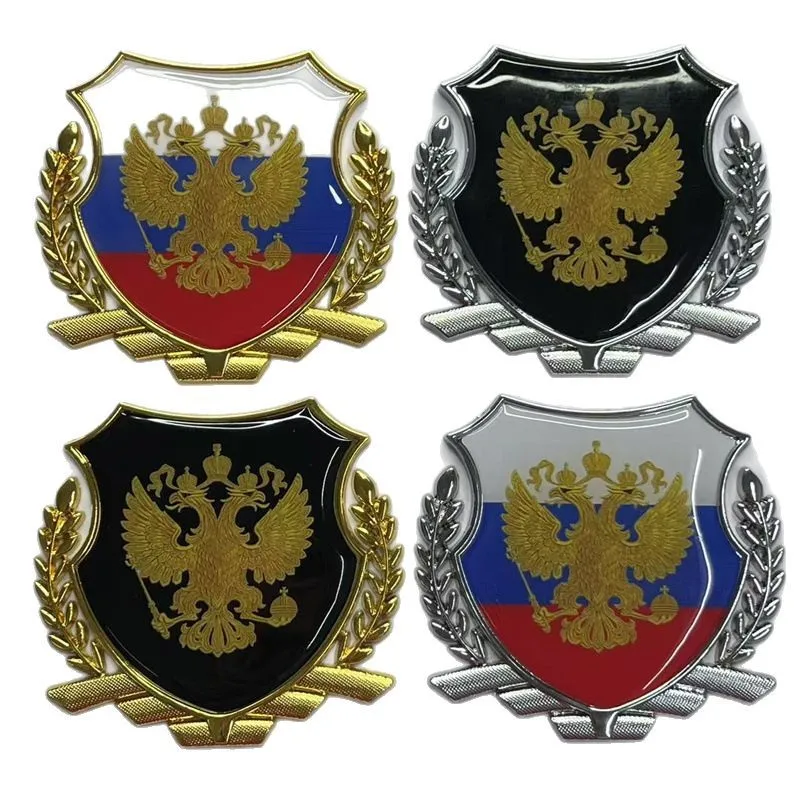 Creative Metal Car Sticker Russian Flag Eagle Emblem Decal Scratch Cover Gas Cap Sticker Modification Badge